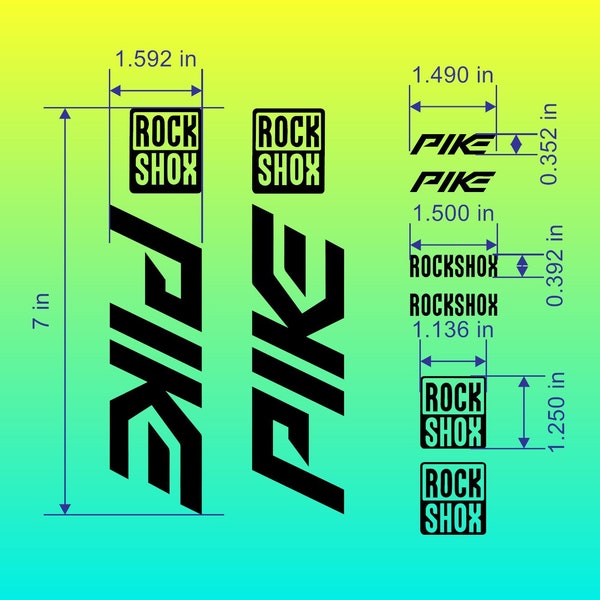 Custom Made Rockshox Pike Fork Decals Stickers. Die-cut From High Quality Vinyl. 30 Colors! Made and sold in the USA.