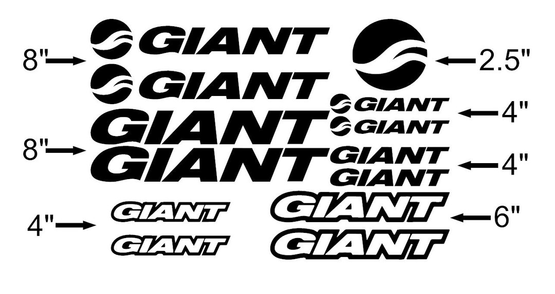 Custom Made Giant Style Bike Frame Decals Stickers. Made From High