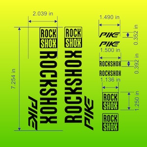 Custom Made Rockshox Pike Fork Decals Stickers. Die-cut From High Quality Vinyl. 30 Colors! Made and sold in the USA.