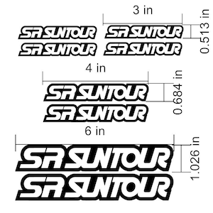 SR Suntour Logo Decals Stickers. Frame Fork Shock Wheels. Lots of colors to choose from! USA Seller.