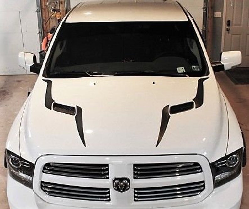 2010-2017 DODGE RAM 2500//5500 Thin HOOD GILL VENT GRAPHIC DECALS MATTE BLACK