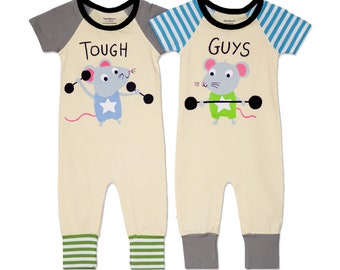 Twin Outfits - Tough Guys, Cute Twin Clothes, Twin Baby Rompers, Gift for Twin Boys, Twins Baby Gifts, Matching Clothes for Twins, Toddlers