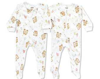 Twins Zippered Outfits, Can’t Have One Without the Otter, Twin Outfits, Newborn Twin Clothes, Twins Baby Gifts, 6-9 Months, Neutral Layette