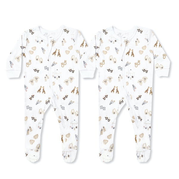 Twins Zippered Footies Set, Newborn Twins Boy Girl, Twins Take Me Home, Twins Coming Home Outfits, Twin Baby Shower Gifts, Set of 2