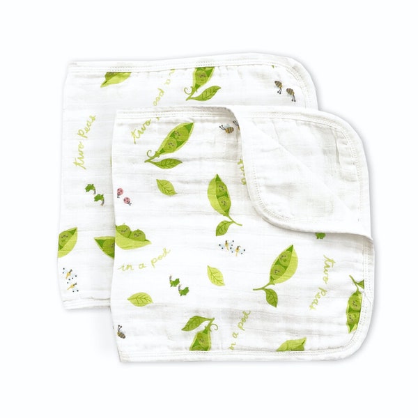 Twins Muslin Burp Cloths (Set of 2), Two Peas in a Pod, Twin Baby Items, Twin Shower Gift Idea, Twin Burp Rag, Twin Drool Cloth, Shower Gift