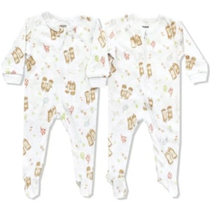 Twin Baby Footies (Set) - (6/9Months) Otters, Twin Baby Clothes, Twin Baby Outfits, Twin Bodysuits, Baby Rompers, Unisex Twin Outfits, Gifts