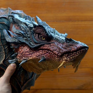 Buy wall mounted dragon head, Big realistic DRAGON head, Portrait dragon head as a gift, dragon sculpture, Ready to ship.