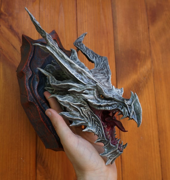 Alduin Sculpture, Good Gift for Skyrim Fans, Wall Dragon