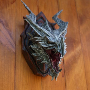 Alduin Sculpture, Good Gift for Skyrim Fans, Wall Dragon Head.