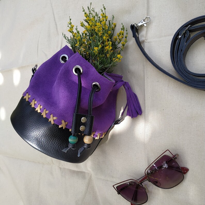 Crossbody Bucket bagLilac Leather Suede bucketLeather Bucket Bag for women Madewell Essentials Suede Bucket Bag - $198 main image 3