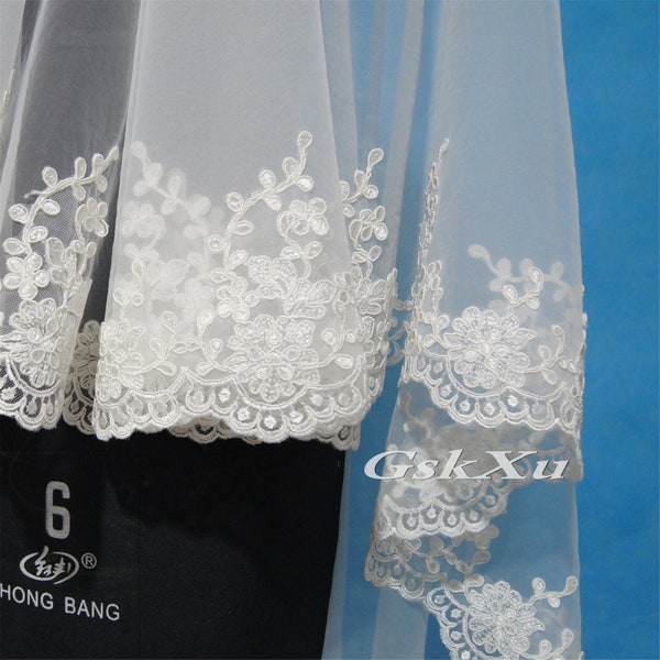 Soft one tier 200cm lace wedding veil no comb
