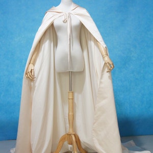 Champagne Satin Wedding Cape Bridal Cloak Hooded Cape Shawl Coat Costume Cosplay