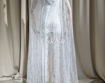 Wedding Cloak, Full Lace Bridal Cape With Hood, Wedding Cape