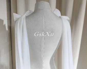 New Style Bow Shoulder Veil Wings Veil Soft Wedding Veil in White ,Off-White ,Ivory ,Black