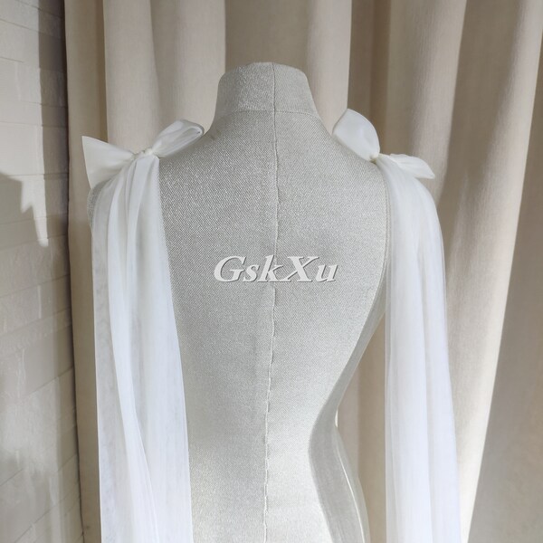 New Style Bow Shoulder Veil Wings Veil Soft Wedding Veil in White ,Off-White ,Ivory ,Black