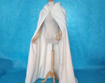 New Ivory Thick Cloak Hooded Full Faux Fur with Satin Lining Wedding Cape Bridal Cloak