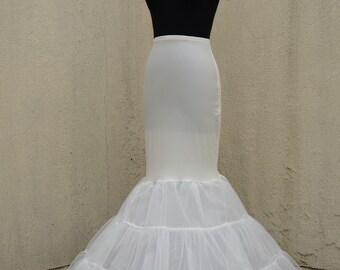 Plus Size / Standard Size Mermaid Trumpet Wedding Dress Petticoat Crinoline Underskirt Full Slip in Ivory / White / Black