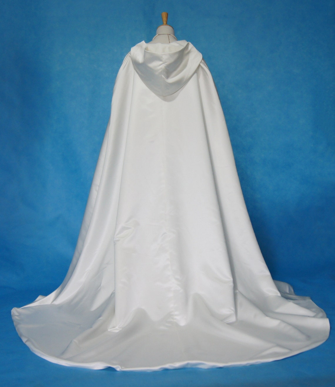 Ivory Cloak Hooded Satin Wedding Cloak Cape Costume | Etsy