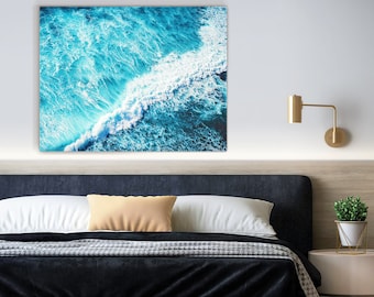 Sea Wave Canvas Art - Ocean Wall Decor for Home or Office. Relaxing Sea Wave Print on Canvas Coastal Wall Art for Living Room Beach Wall Art