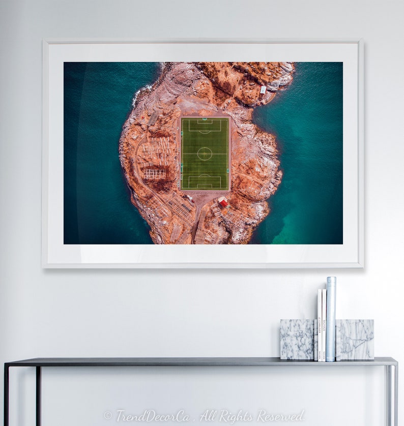 Soccer Beach Decor Beautiful Ocean Decor Unique Soccer field print Ocean Wave Island Large Poster Football Ocean Turquoise printable