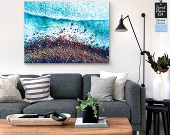 Original Black Beach Painting Large Sky And Sea Painting Light Blue Seaside Wall art Painting Large Coastal Painting Beach Abstract wall art