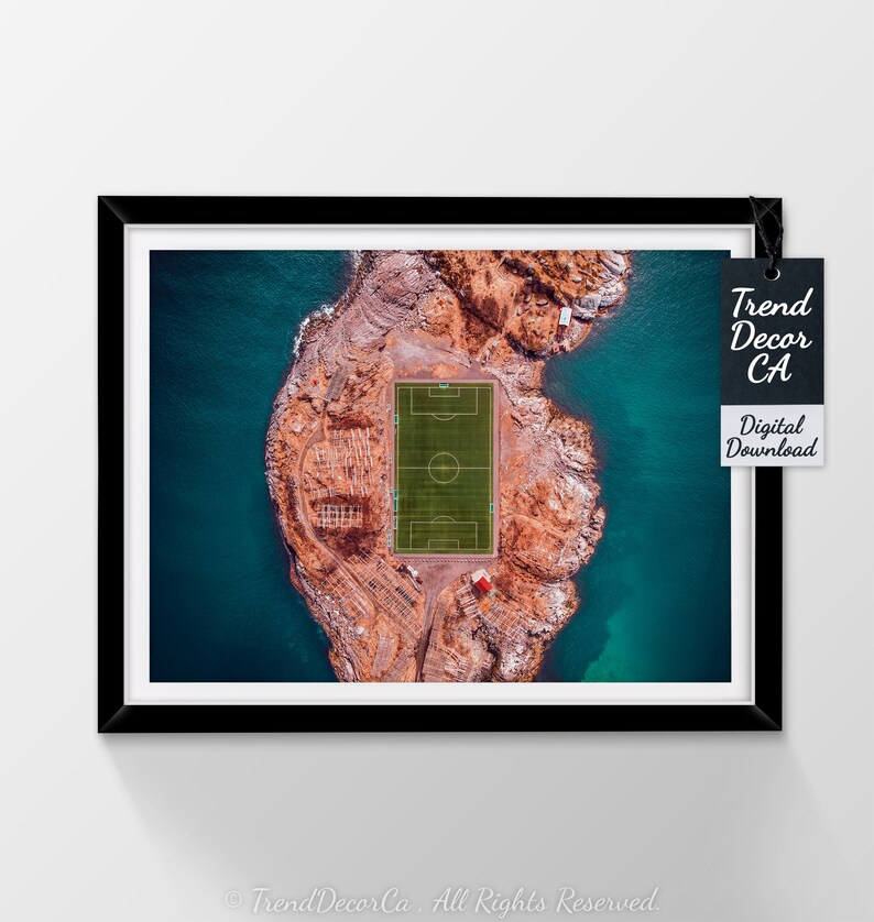 Soccer Beach Decor Beautiful Ocean Decor Unique Soccer field print Ocean Wave Island Large Poster Football Ocean Turquoise printable
