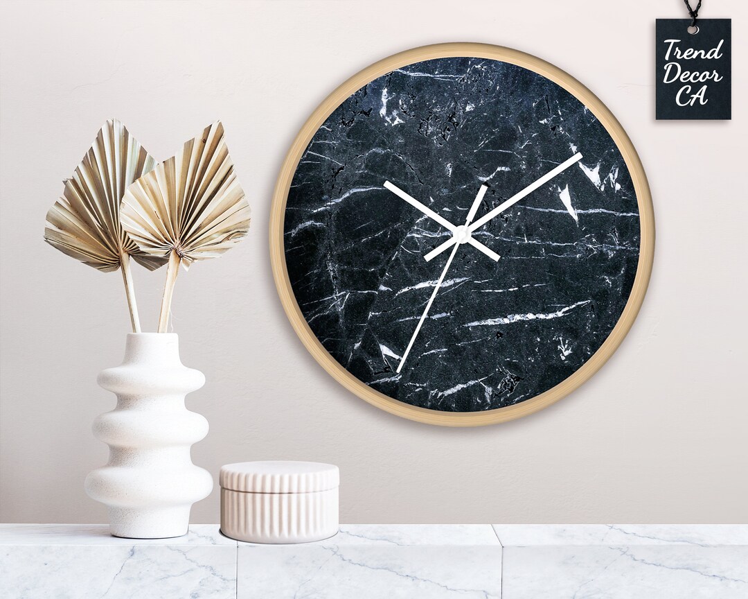 Unique Wall Clock Abstract Marble Style, Minimalistic Clock for Home