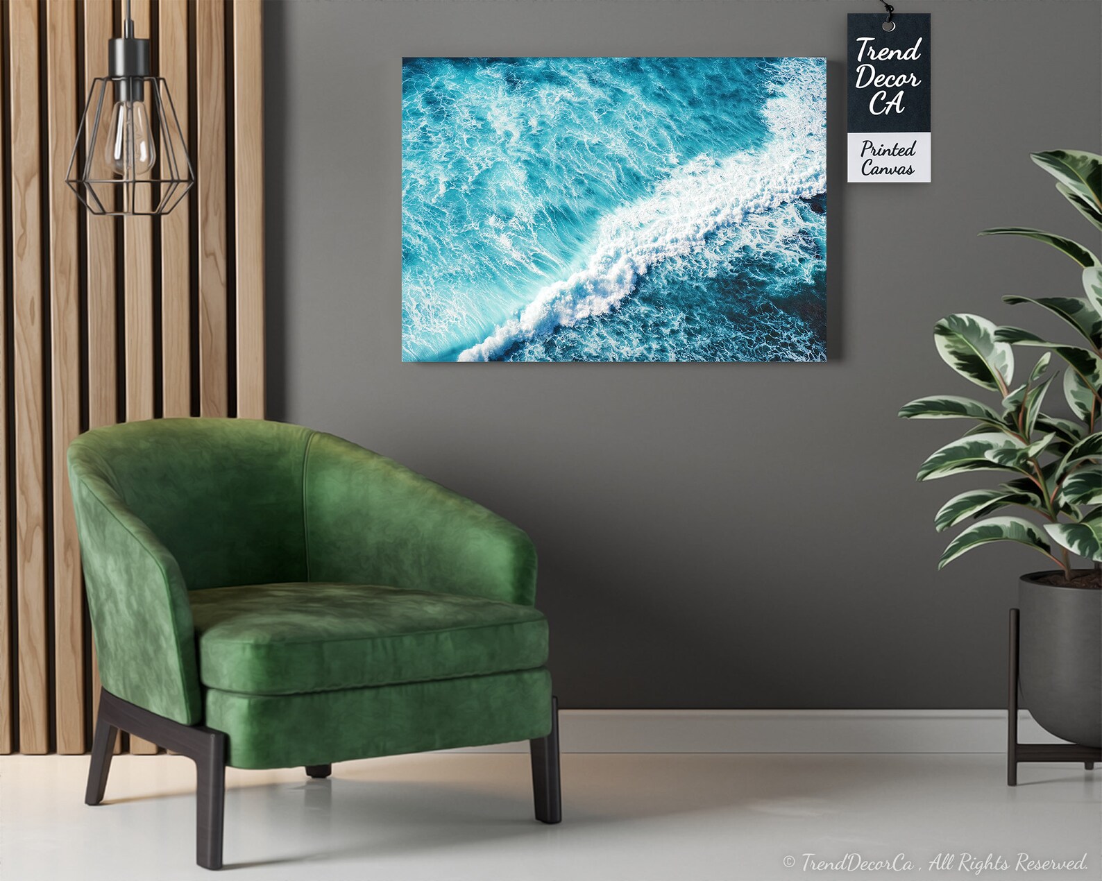 Wave Wall Art Canvas Blue Sea Wall Decor Sea Wave Art Blue Etsy