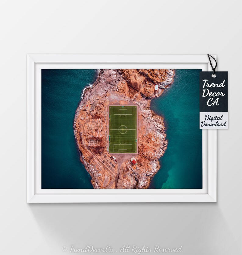 Soccer Beach Decor Beautiful Ocean Decor Unique Soccer field print Ocean Wave Island Large Poster Football Ocean Turquoise printable