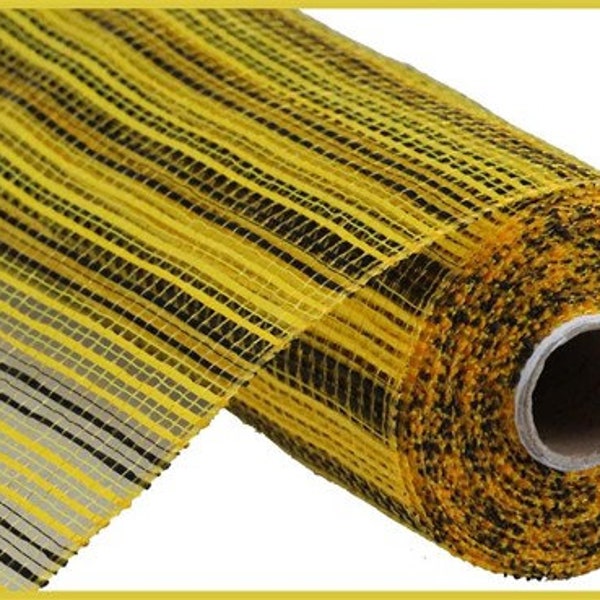 10" X 10Yd Horizontal Wide Stripe Mesh Yellow/Black , RE890242