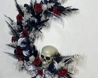 Halloween Wreath, Crescent moon wreath, skull  wreath