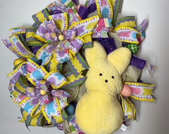 Easter bunny wreath , Bunny peep wreath ,