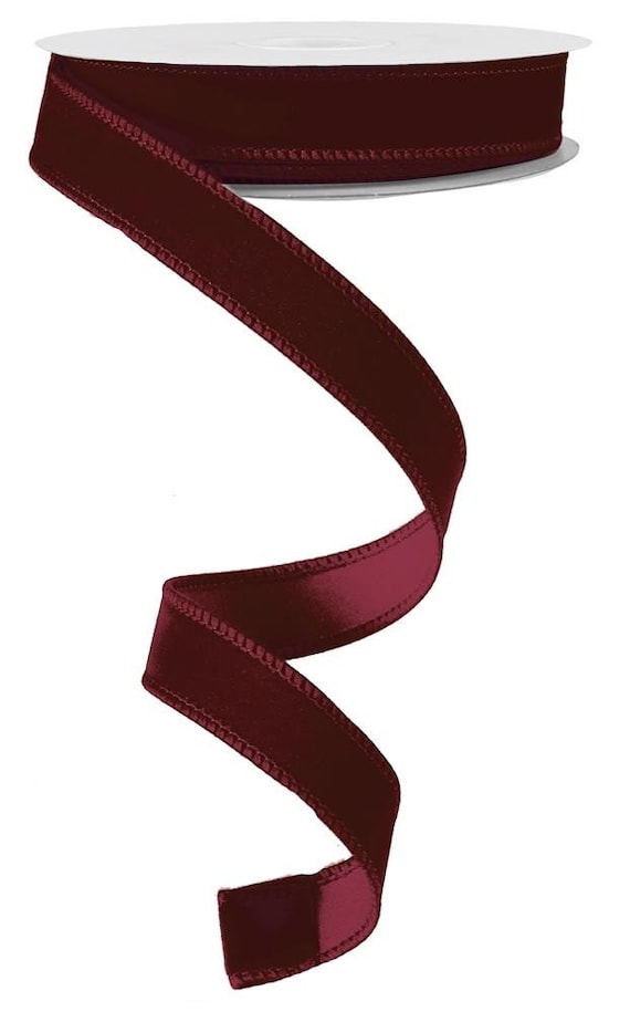 Burgundy velvet ribbon .625 x 10 yd velvet ribbon Etsy