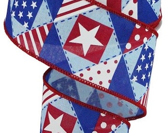 Patchwork patriótico de 2.5"X10yd/Royal, cinta patriótica