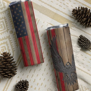 Eagle one a Flag with a wooden background | 20 oz Skinny Tumbler Wrap | Digital Download | Sublimation image | png file