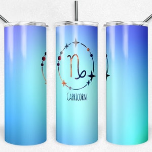 20 oz Skinny Tumbler Capricorn Blue Sublimation Design Digital Download PNG Instant Digital Only