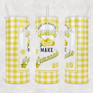 When Life Gives You Lemons, Make Lemonade -  Plaid Background | Digital Download | Waterslide | Sublimation | PNG |