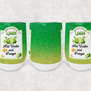 When Life Gives You Limes, Make Margaritas| Wineglass | Digital Download | Waterslide | Sublimation | PNG | Glitter Background