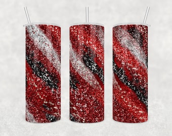 Red, Black and Silver Abstract Glitter Milkway | 20 oz Skinny Tumbler Wrap | Digital Download | Sublimation | png file