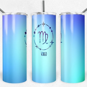 20 oz Skinny Tumbler Virgo Blue Sublimation Design Digital Download PNG Instant Digital Only