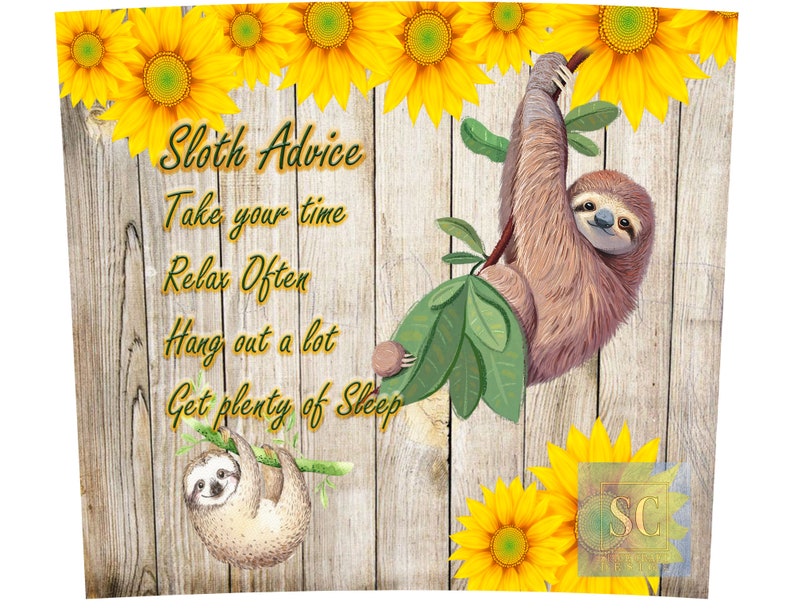 Download Sloth Digital Download 20 oz Skinny Tumbler Sublimation | Etsy