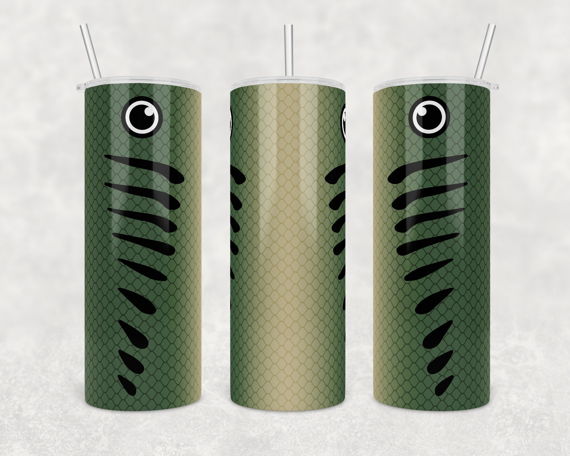 Green Fishing Lure 20 oz Skinny Tumbler Wrap Digital Etsy