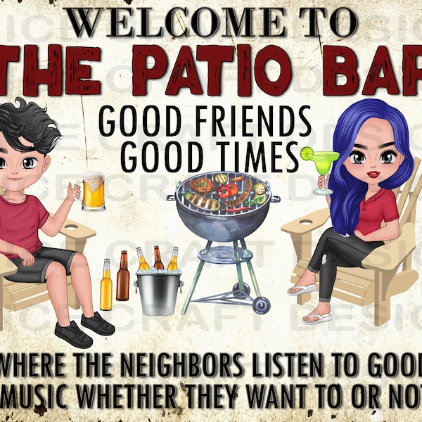 Custom Personalized Digital Image | The Patio where neighbors listen | Couple personalized | Printable Image | Digital download | png file