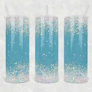 Baby blue background with holographic glitter | Skinny Tumbler Wrap | Digital Download | Sublimation | PNG