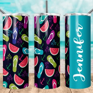 20 oz Skinny Tumbler Infradito con Teal Personlization Sublimation Design Digital Download PNG Instant Digital Only