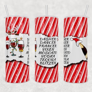 Weihnachtsgetränk mit den Rentieren | Candy Cain Hintergrund | 20 g Skinny Tumbler Wrap | Digitaler Download | Sublimationsbild | png Datei