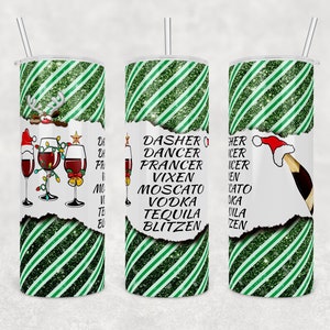 Christmas drink with the reindeers | Green Glitter Candy cane | 20 oz Skinny Tumbler Wrap | Digital Download | Sublimation image | png file