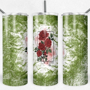 20 oz Skinny Tumbler June Flower Tumbler Month  Sublimation Design Digital Download PNG Instant Digital Only