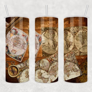 Alte Weltkarten | Skinny Tumbler Wrap | Digitaler Download | Sublimation | PNG Datei