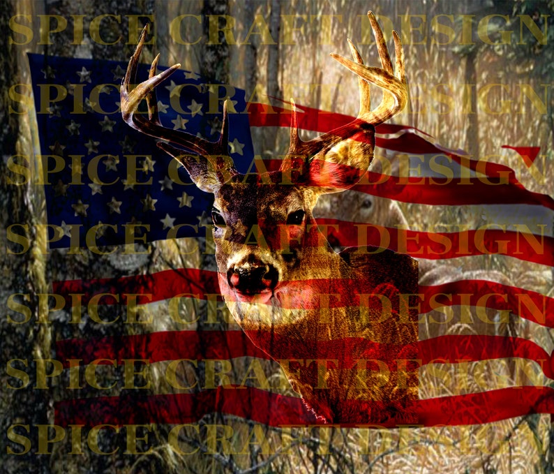 Download Deer and Flag American Flag Hunting Skinny Tumbler wrap | Etsy